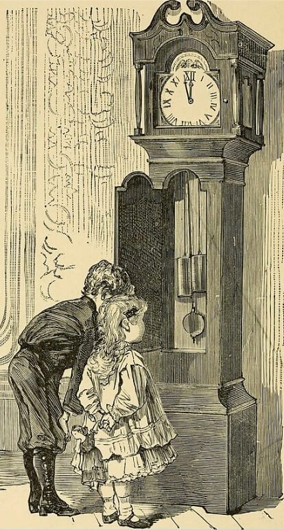 Grandfather's Clock Almost Striking Midnight